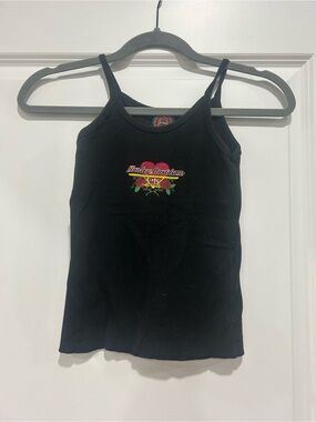 Harley-Davidson Black Tank Top with Red and Green Floral Logo